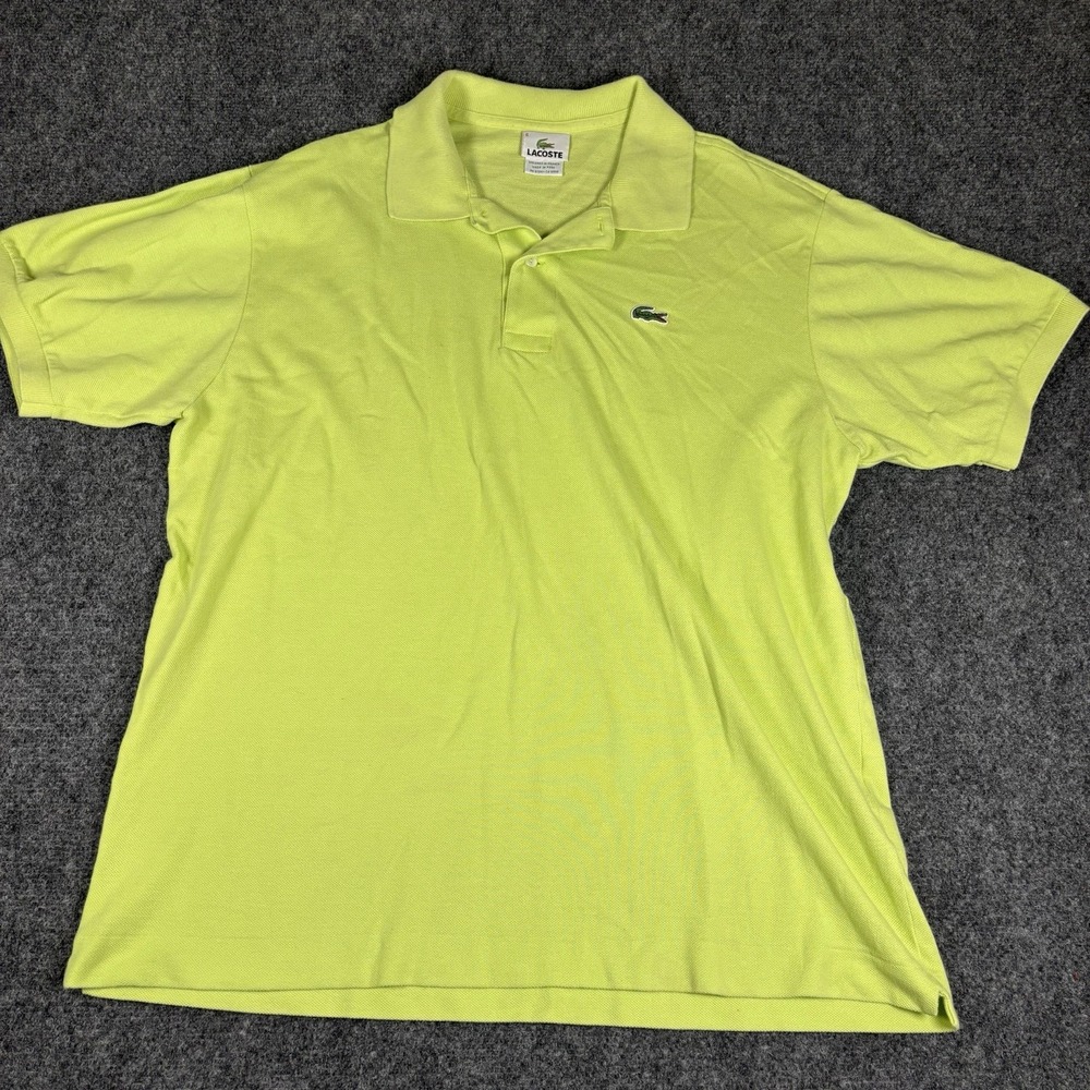 Lacoste Polo Shirt Mens 6 XL Lime Green Cotton Pique Short Sleeve Crocodile Logo